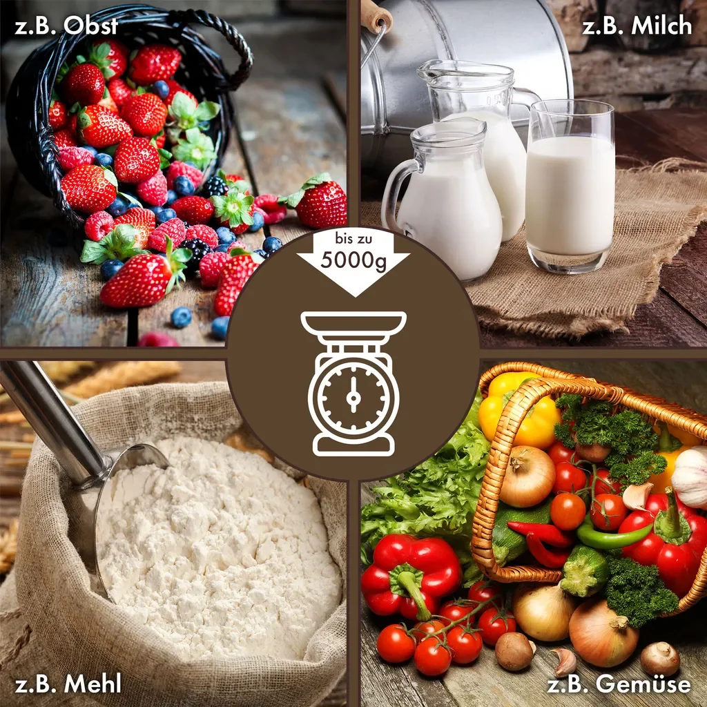 ProfiCook Retro Küchenwaage analog 5 kg mit Tara Edelstahlschüssel