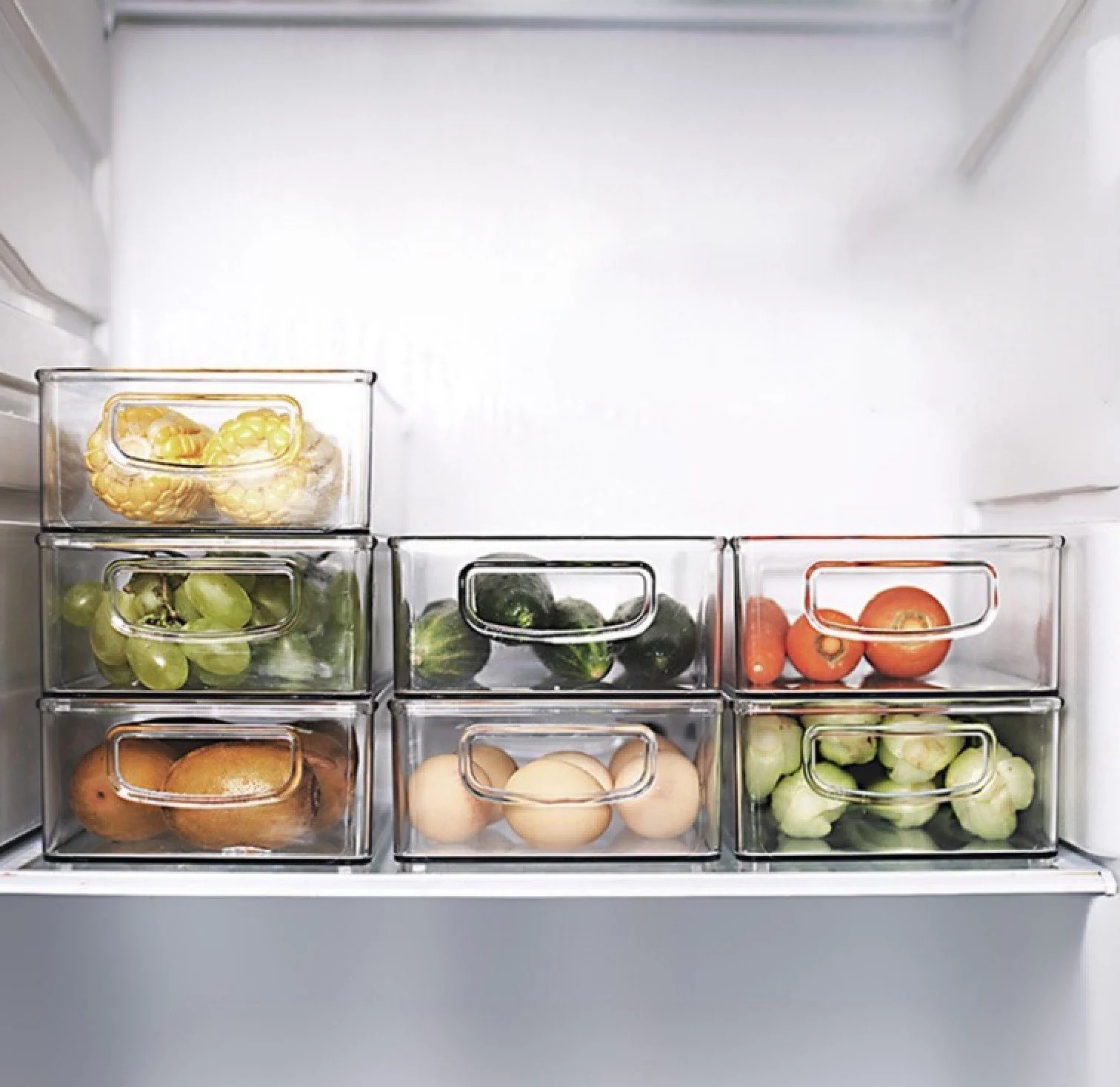 BAYLI Kühlschrank Organizer 2er Set stapelbar Aufbewahrungsbox