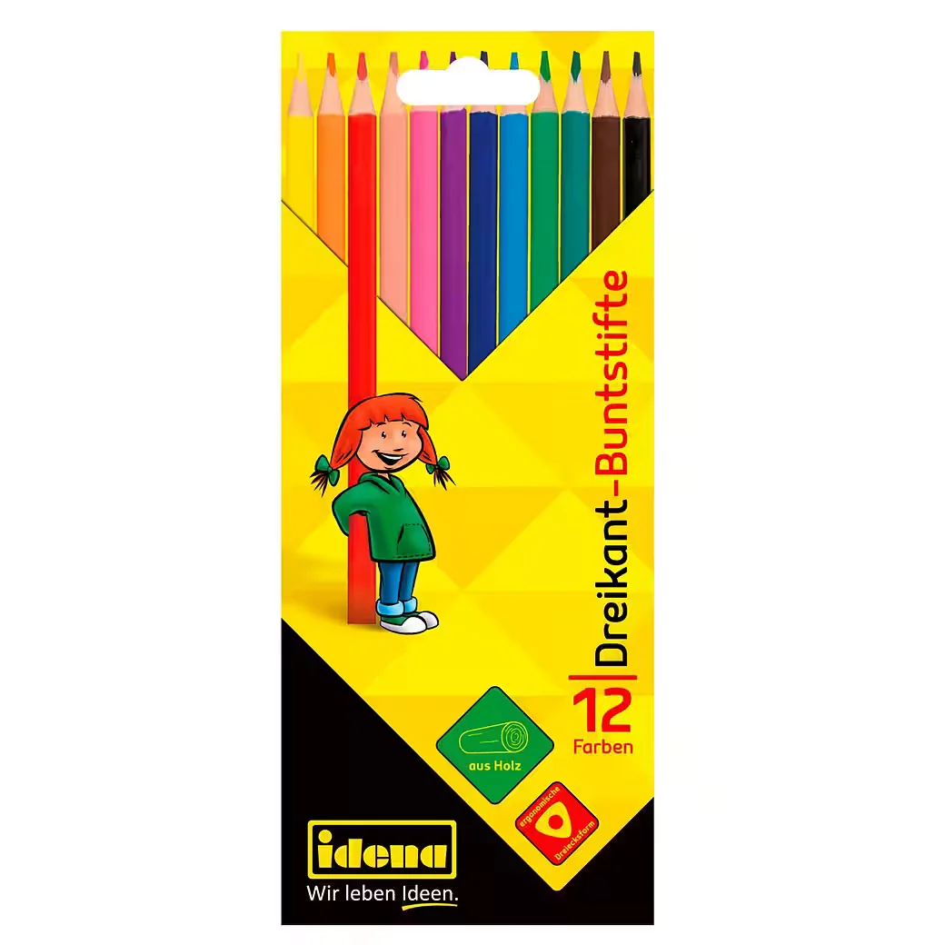 IDENA 20134 Buntstifte Set 12 Farben aus FSC Holz Farbstifte