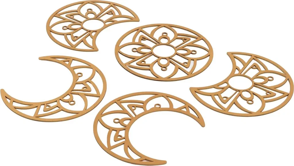 Cocosity Mondphasen Wanddeko aus Holz DIY Wandkunst Gold A