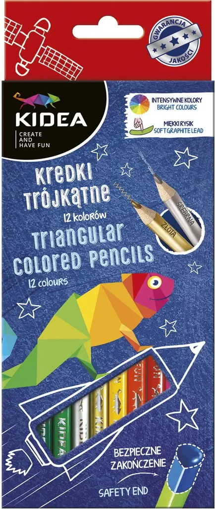 Derform Kidea 2807 Dreieckige Buntstifte, 12 Farben