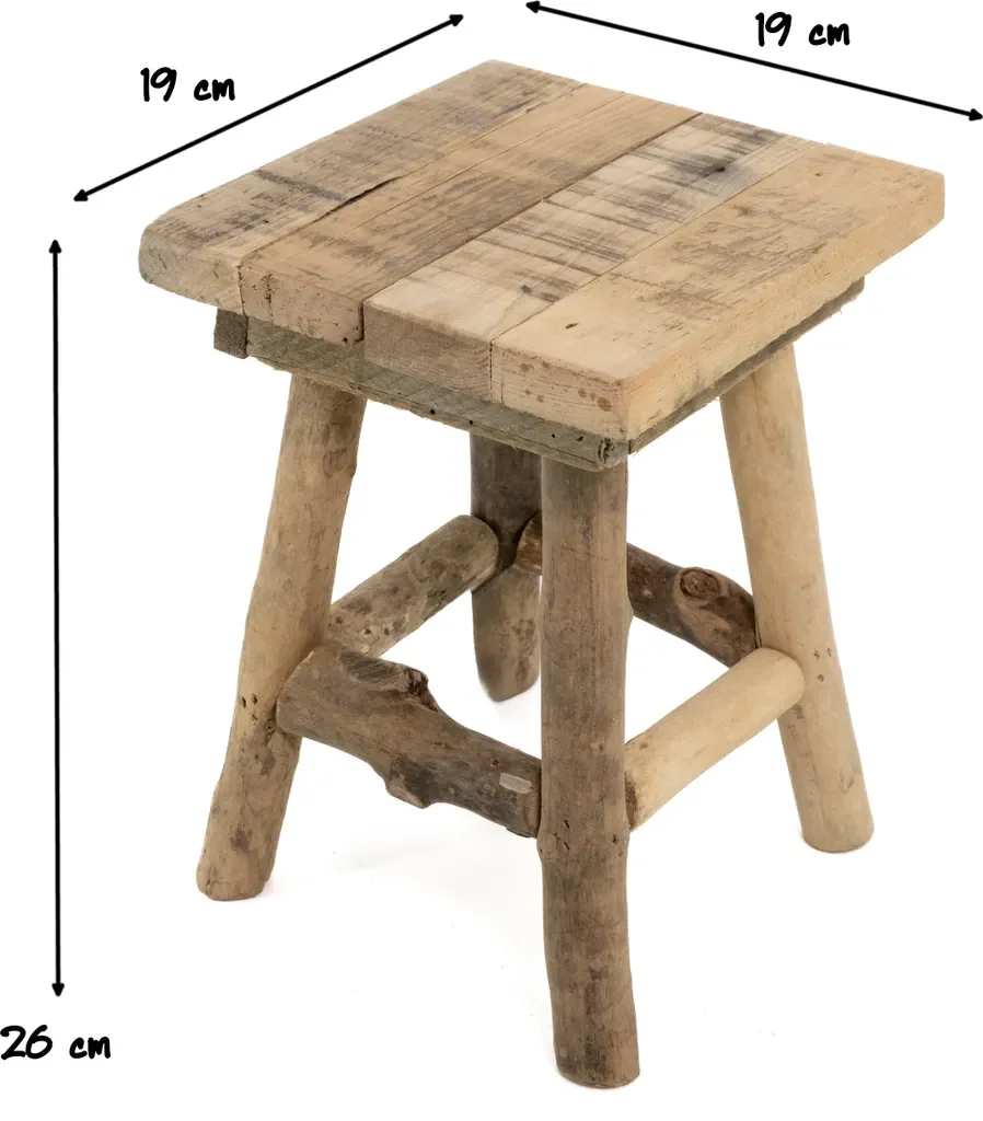 DARO DEKO Holz Hocker braun 19x19x26 cm Sitz- und Beistellhocker