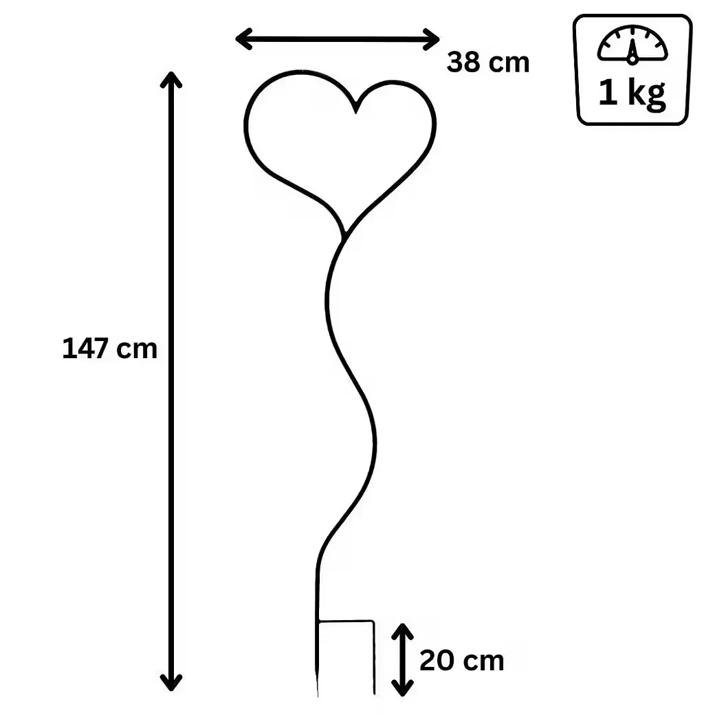 DANDIBO Rankhilfe Herz aus Metall 150 cm mit Bodenstecker Rankgitter
