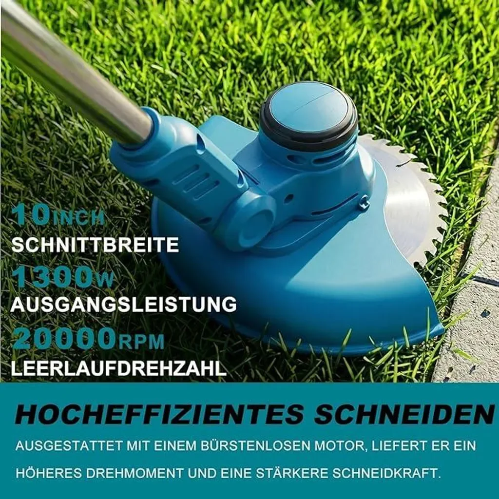 Axvcuxio Akku Rasentrimmer Kantenschneider 2x4000mAh bürstenlos