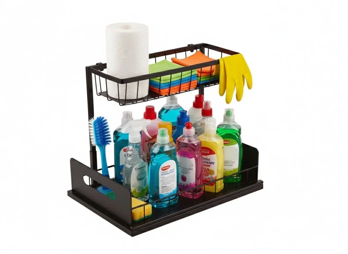 CHEFFINGER Küchenorganizer Set Metall Unterschrankregal Küche Bad