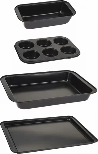 KOOPMAN Backform-Set 4-tlg Schwarz Backblech Muffinform Kuchenform