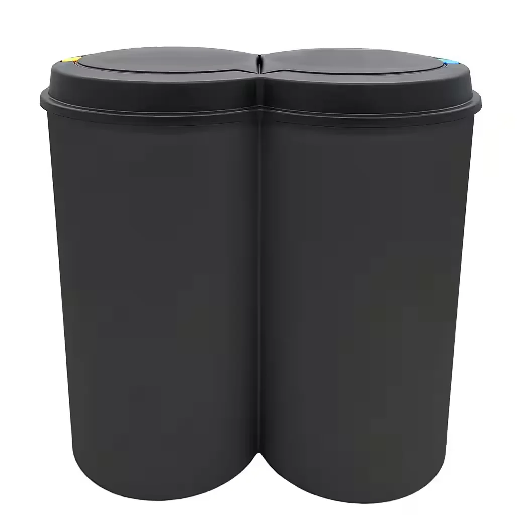 Spetebo Mülleimer 2x25 L Duo Abfalltrenner Deckel mit Druckknopf
