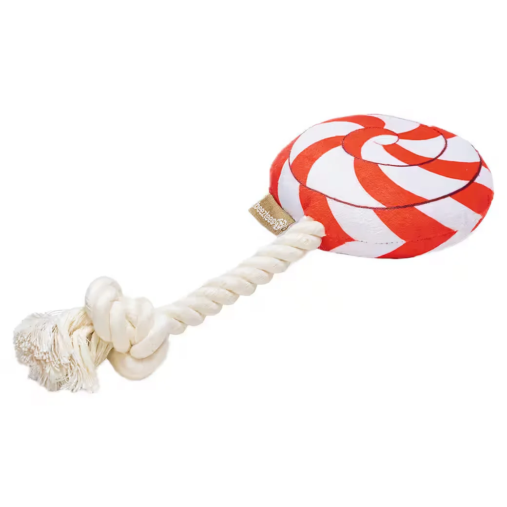 BEEZTEES Hundespielzeug Plüsch Weihnachts Lolly rot weiß