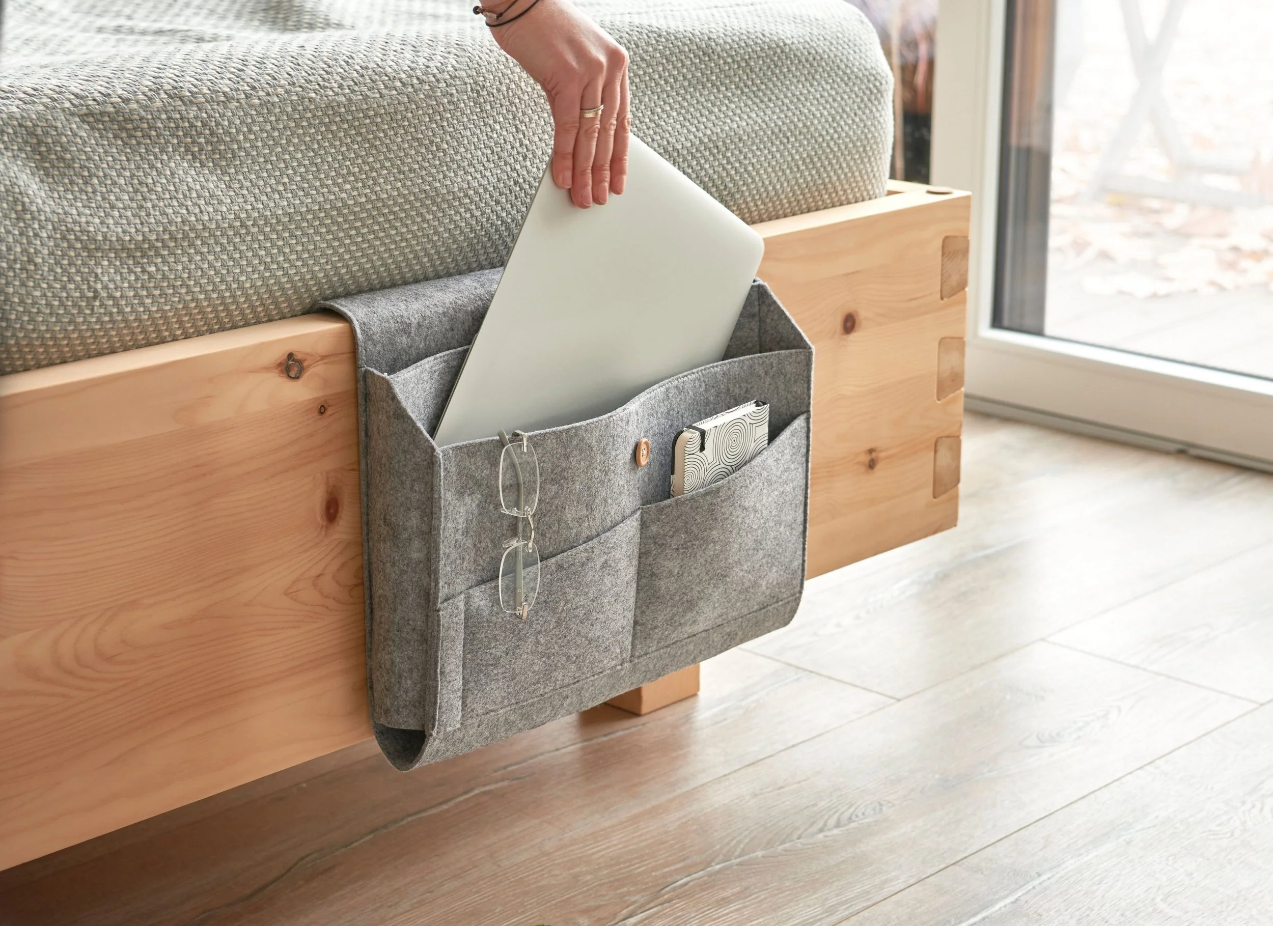 ZELLER PRESENT Sofa Organizer Aufbewahrungstasche Filz grau