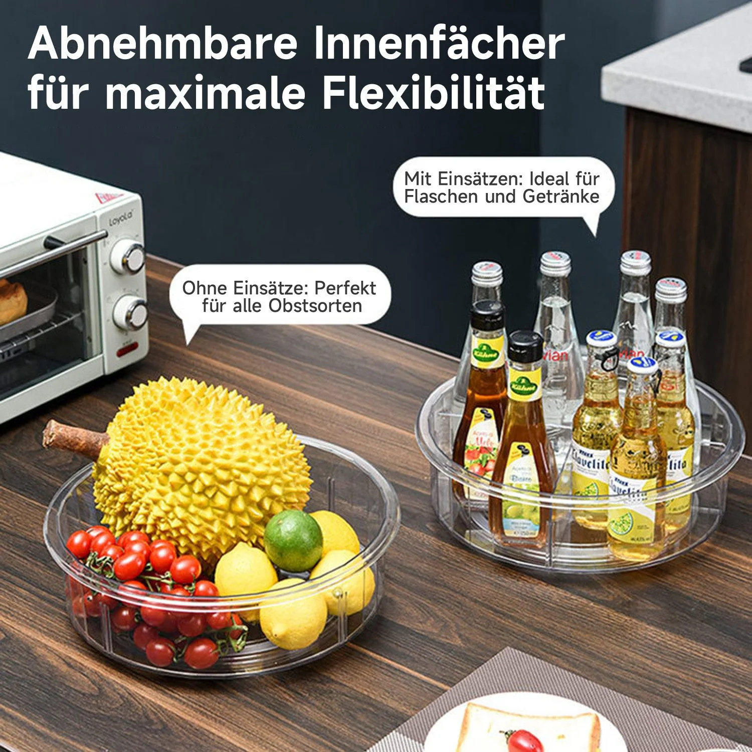OSTWOLKE Gewürzregal Drehteller 360° drehbar für Kühlschrank 30 cm