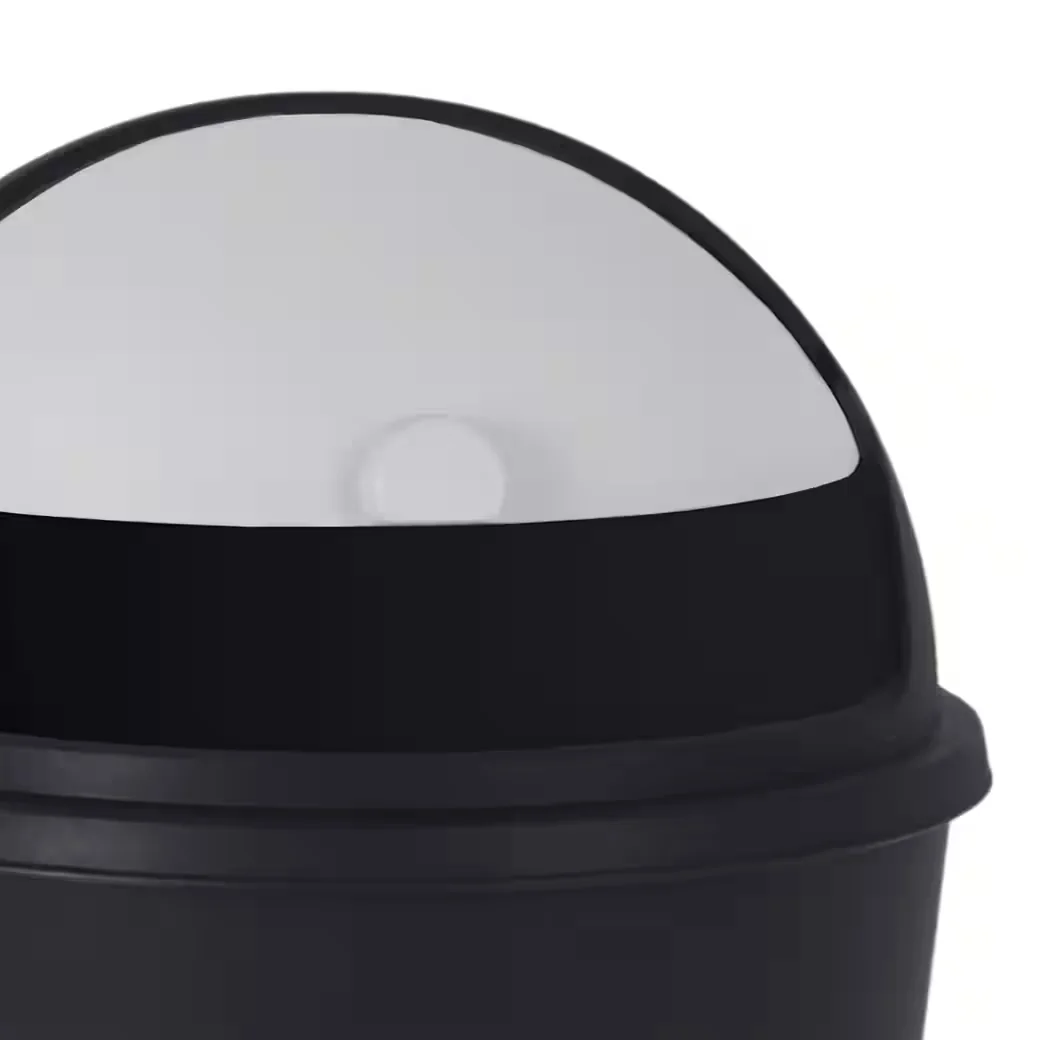Spetebo Mülleimer 50 L schwarz rund mit Kuppeldeckel Schiebedeckel