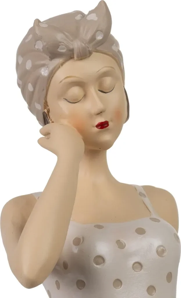 Moritz Dekofigur Dame Retro Badeanzug sitzend Polyresin Strandfigur