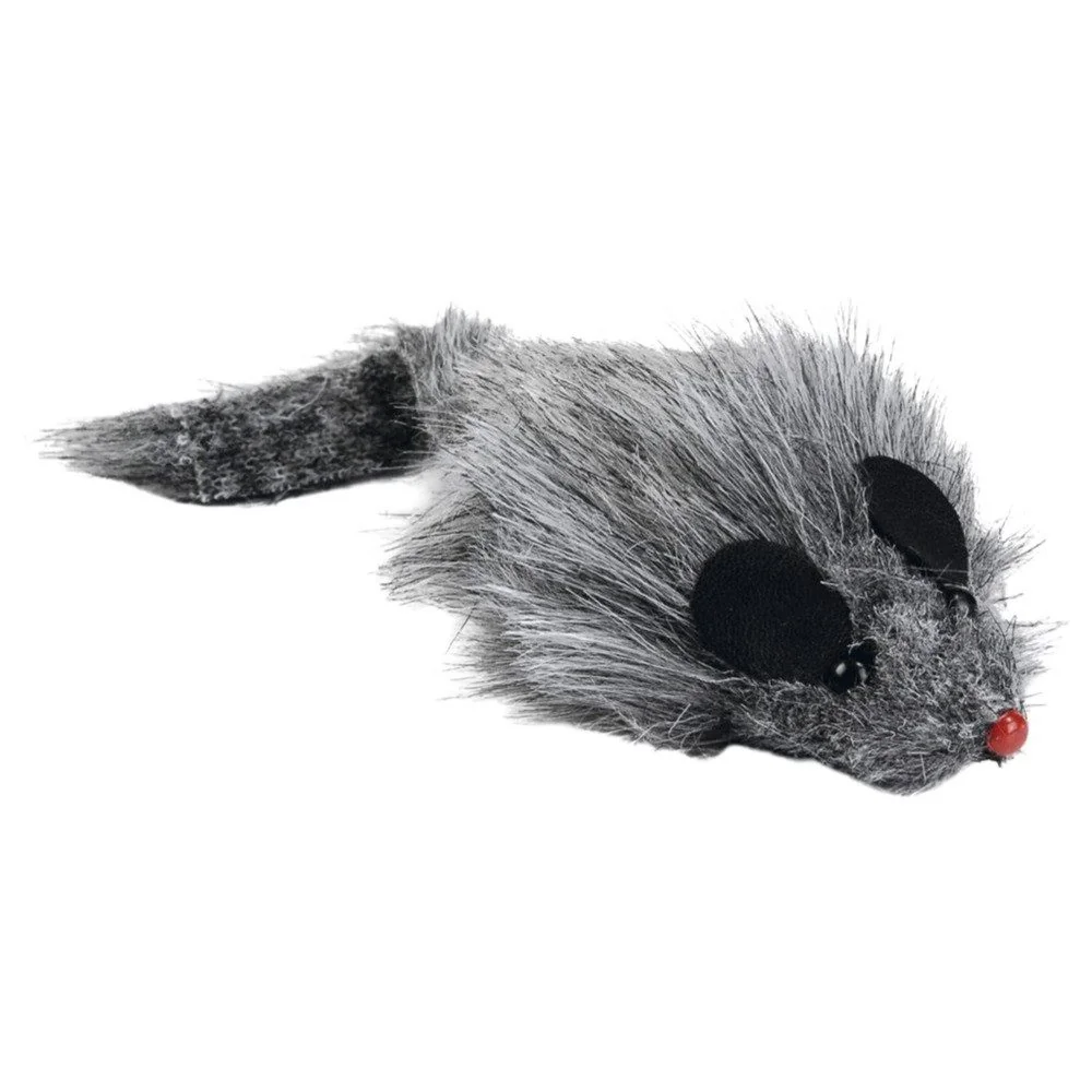 BEEZTEES Katzenspielzeug Plüschmaus langhaariges Kuscheltier