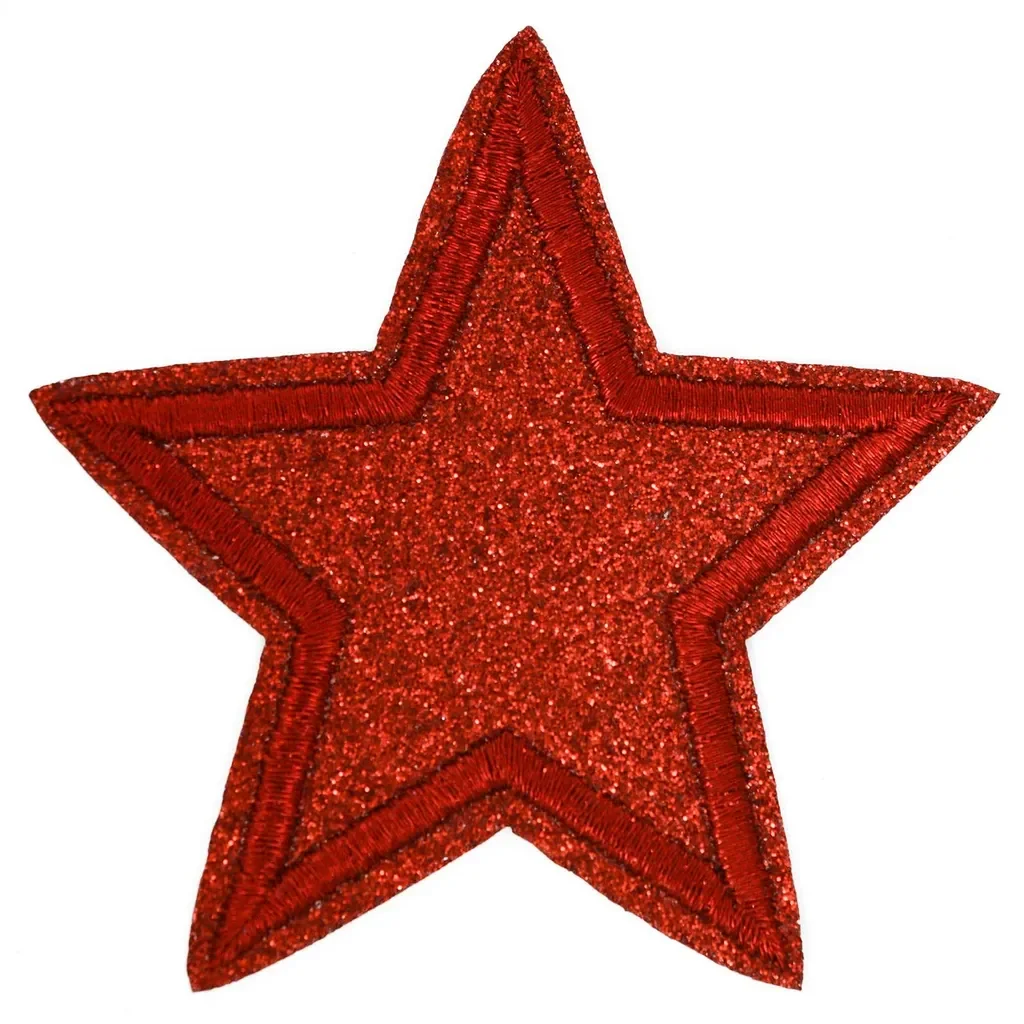 MADDMA 3 Glitzer Stern Bügelapplikationen 65 mm, Farbe wählbar