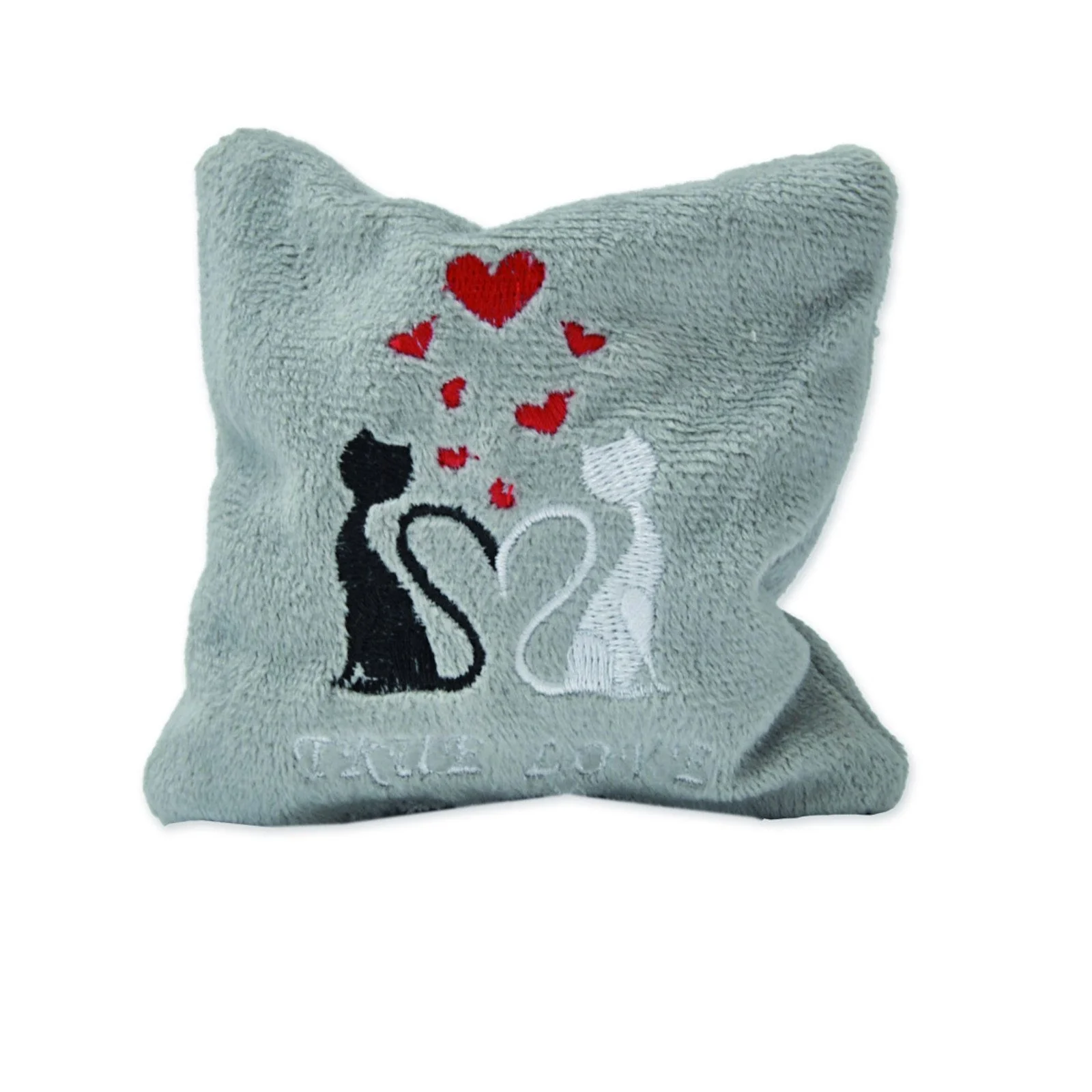 AUMÜLLER True Love Mini Katzenspielkissen grau Raschelkissen Plüsch