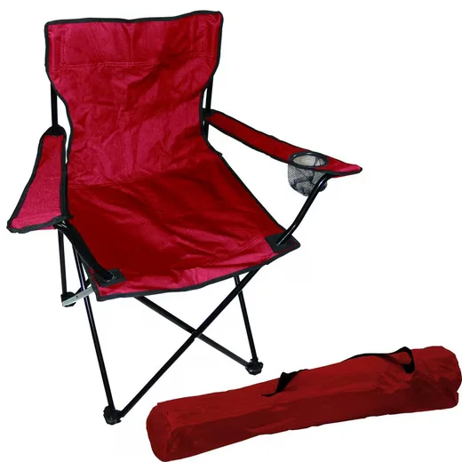 INDA-EXCLUSIV Campingstuhl Anglersessel mit Getränkehalter Tasche rot