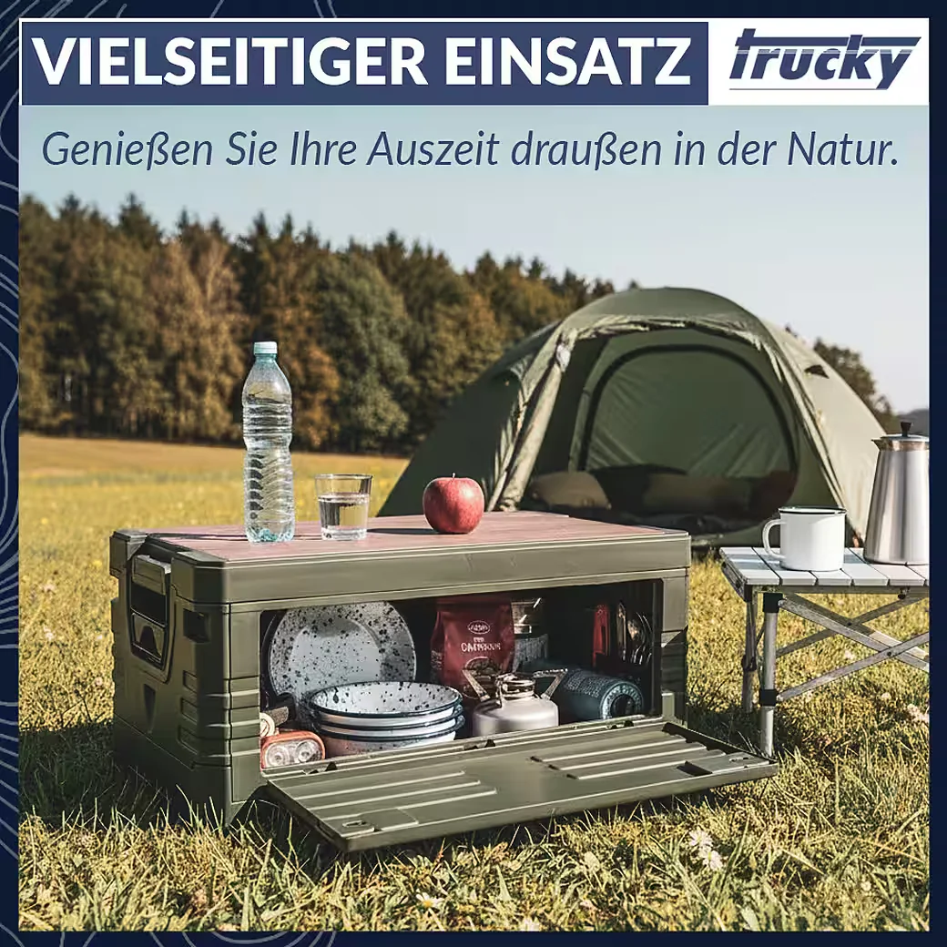 TRUCKY Faltbox 45 L Klappbox Camping 53x36x29 cm Grün