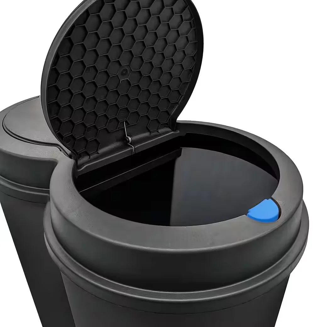 Spetebo Mülleimer 2x25 L Duo Abfalltrenner Deckel mit Druckknopf