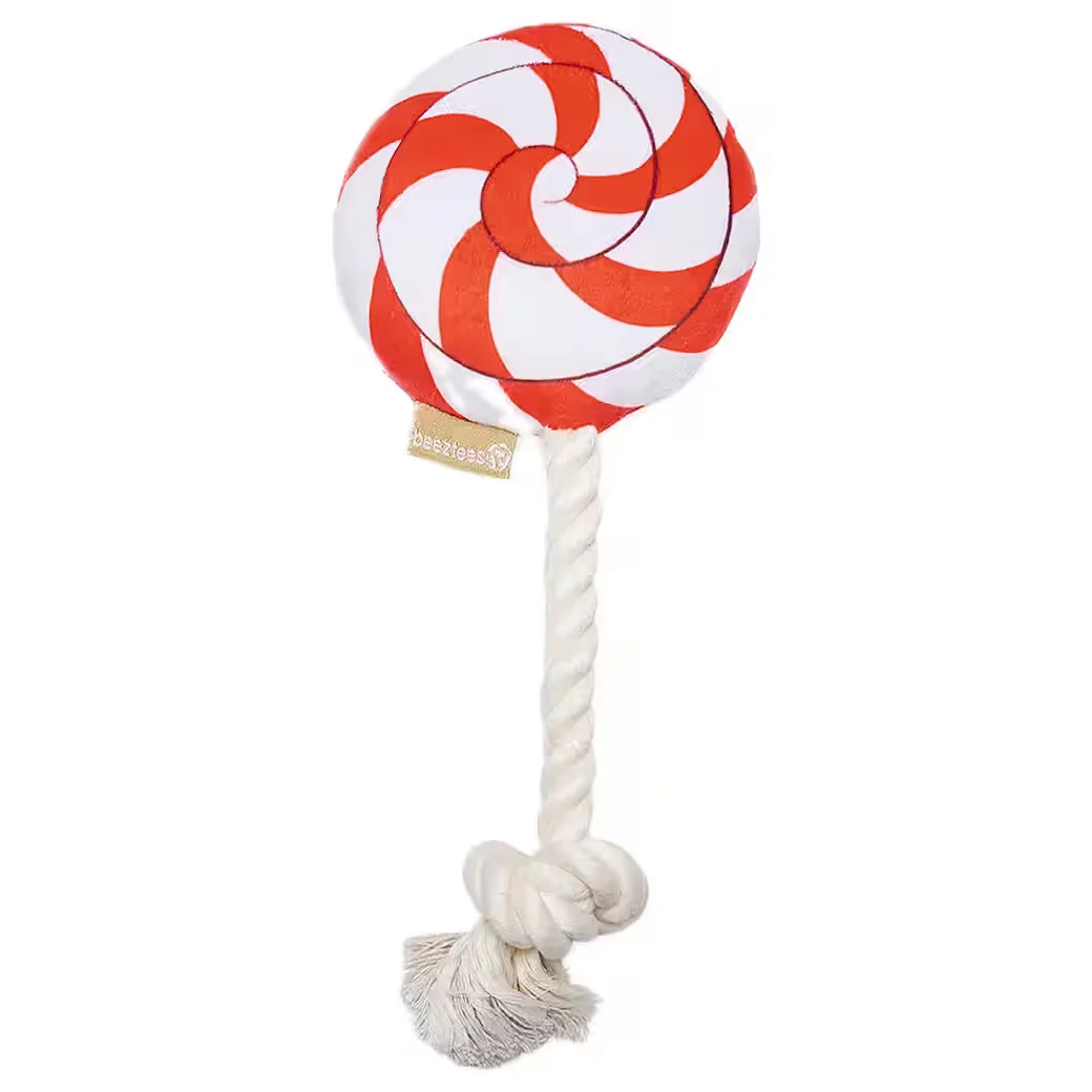BEEZTEES Hundespielzeug Plüsch Weihnachts Lolly rot weiß
