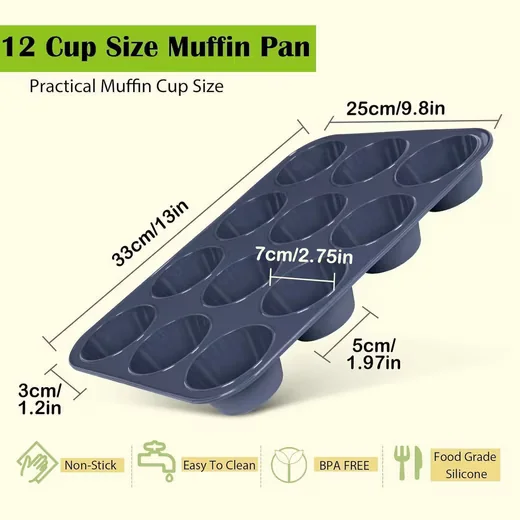LUXUSKOLLEKTION Silikon Muffinbackform 12er antihaft 33 x 25 x 3 cm