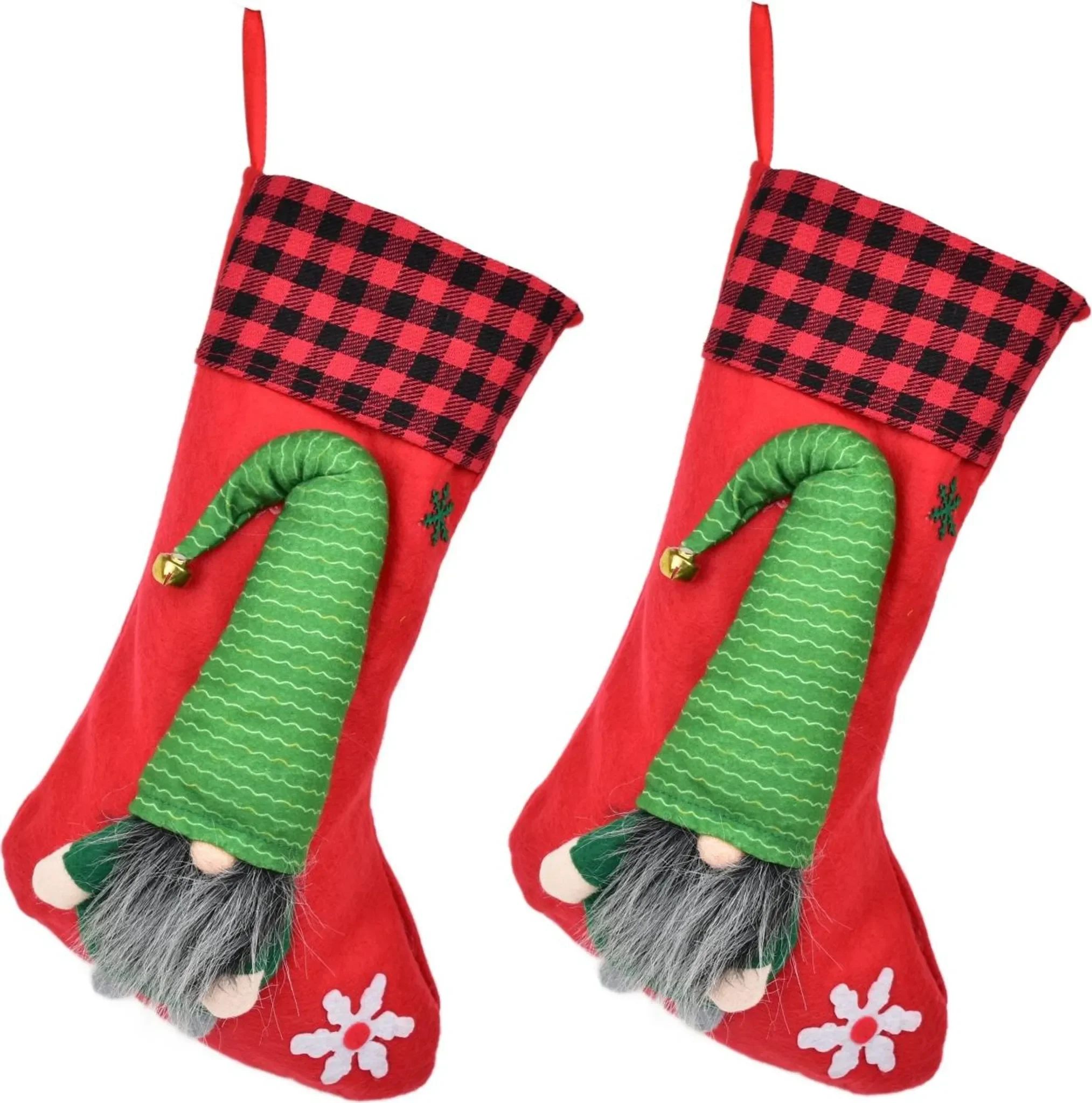 DOMMIO – Weihnachtsstrümpfe mit Elfchen, 2er-Set