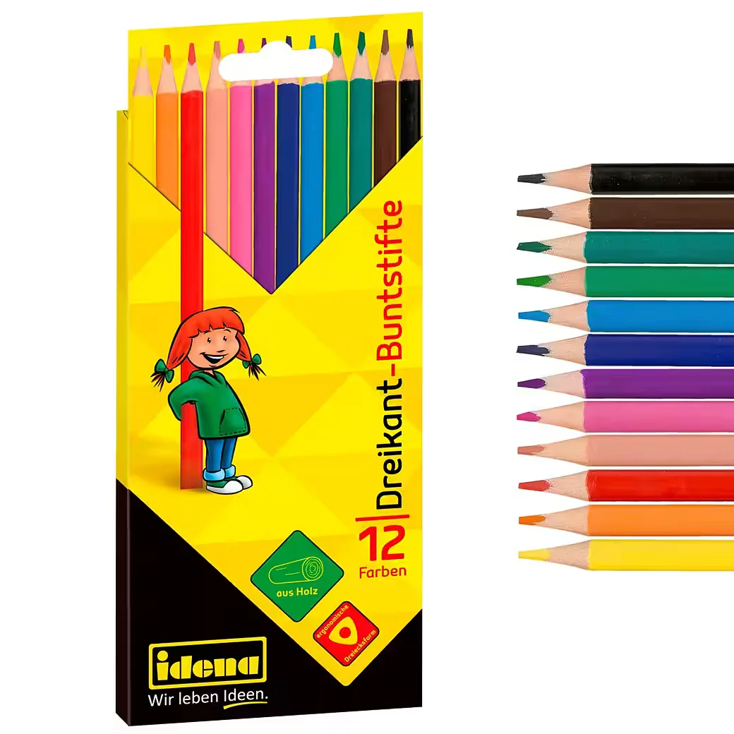 IDENA 20134 Buntstifte Set 12 Farben aus FSC Holz Farbstifte