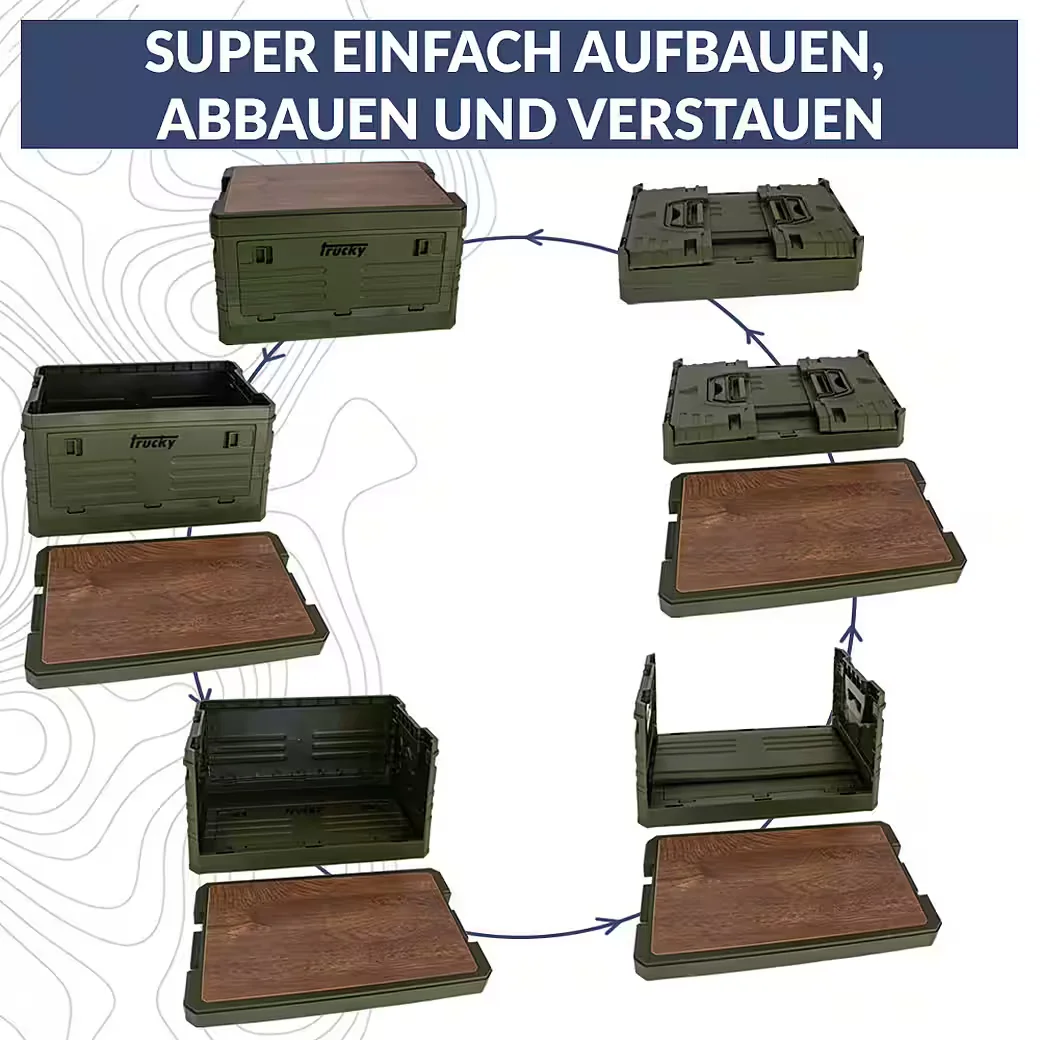TRUCKY Faltbox 45 L Klappbox Camping 53x36x29 cm Grün
