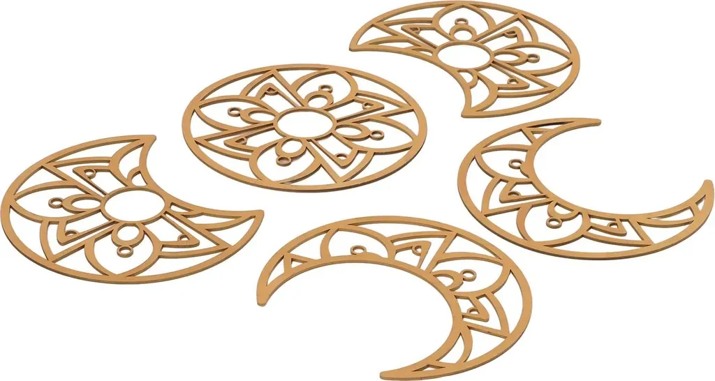 Cocosity Mondphasen Wanddeko aus Holz DIY Wandkunst Gold A