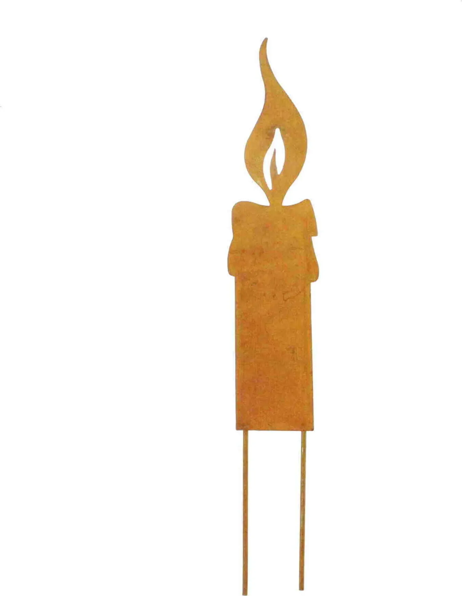 Floral-Direkt – Gartenstecker „Kerze“, Metall rost, 14 × 3 cm