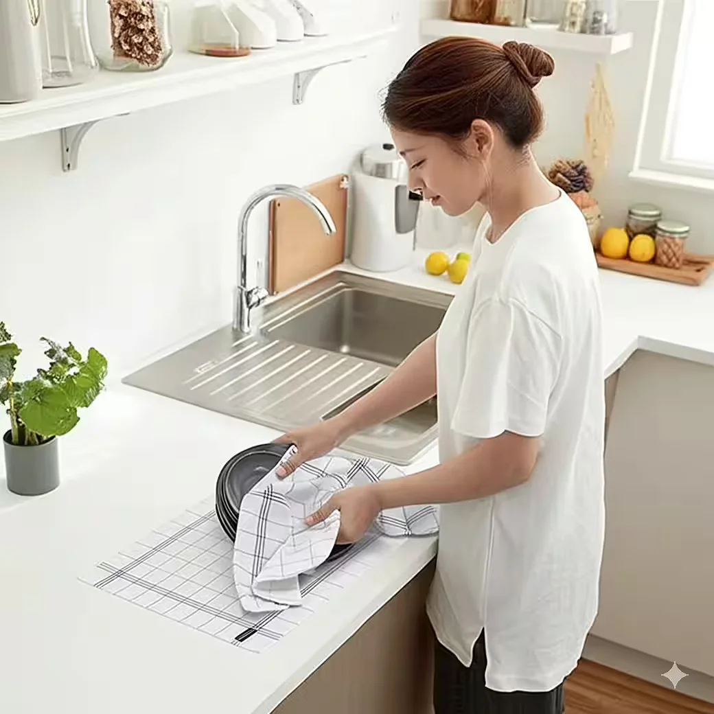 ALARA HOME Geschirrtücher 10er Set 50x70 cm reine Baumwolle Schwarz