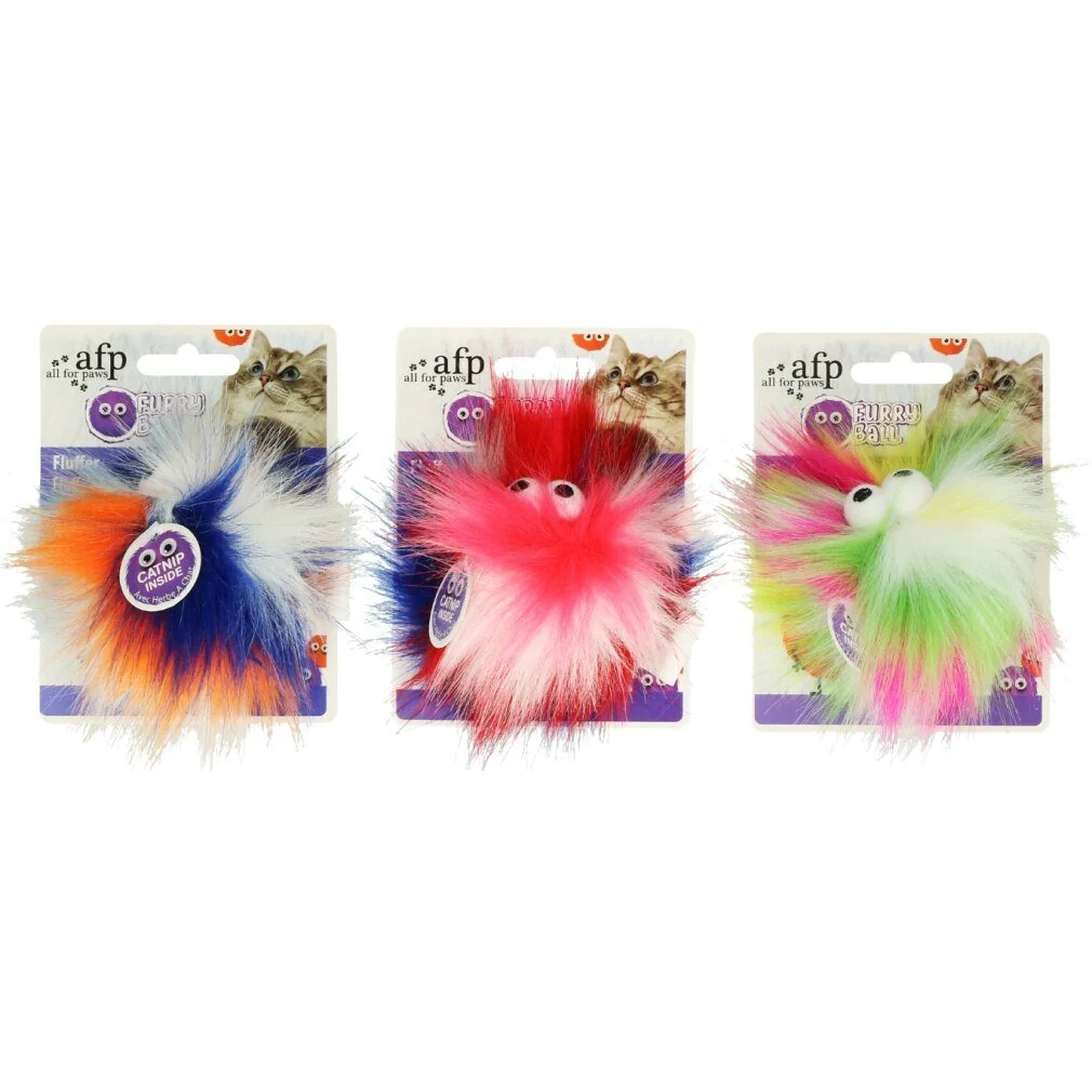 ALL FOR PAWS AFP Furry Fluffy Ball Plüschball Orange