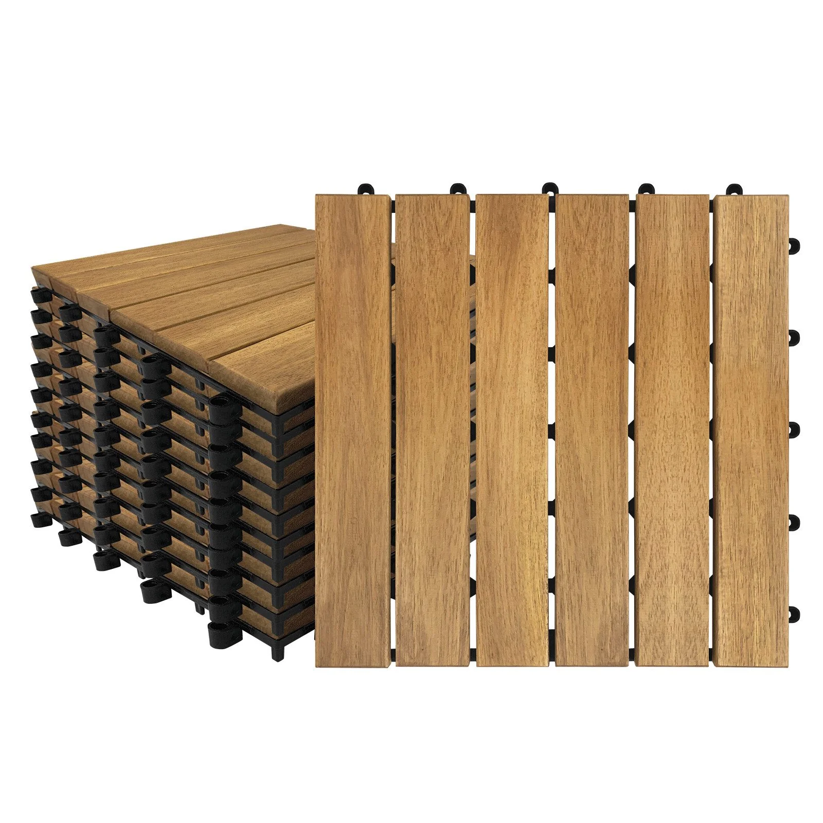 FIVMEN Holzfliesen Akazie Mosaik 30x30 cm 6/12 Latten Terrassenfliese
