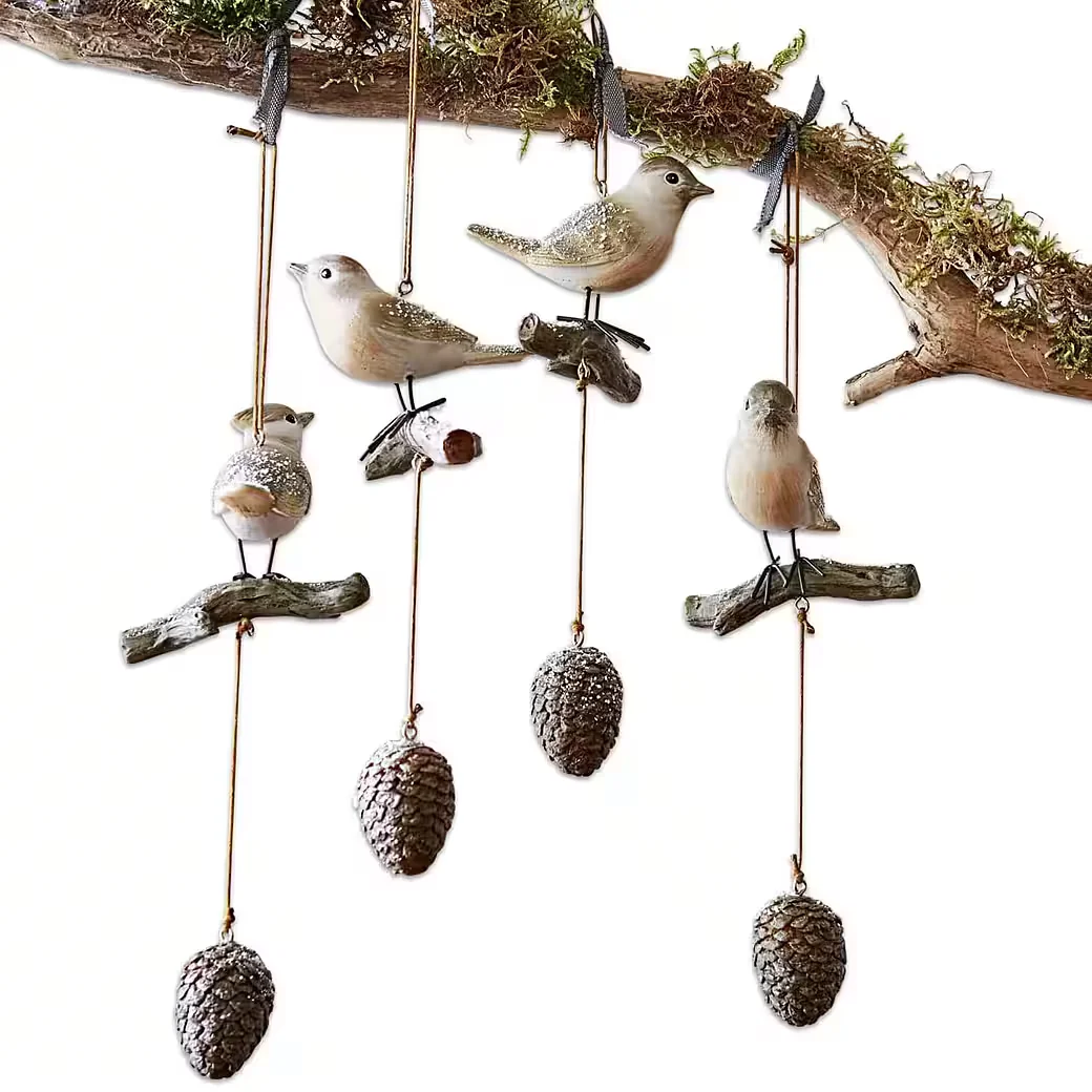 MIRABEAU Dekoobjekt Vögel 4er Set Vianne braun Dekofiguren