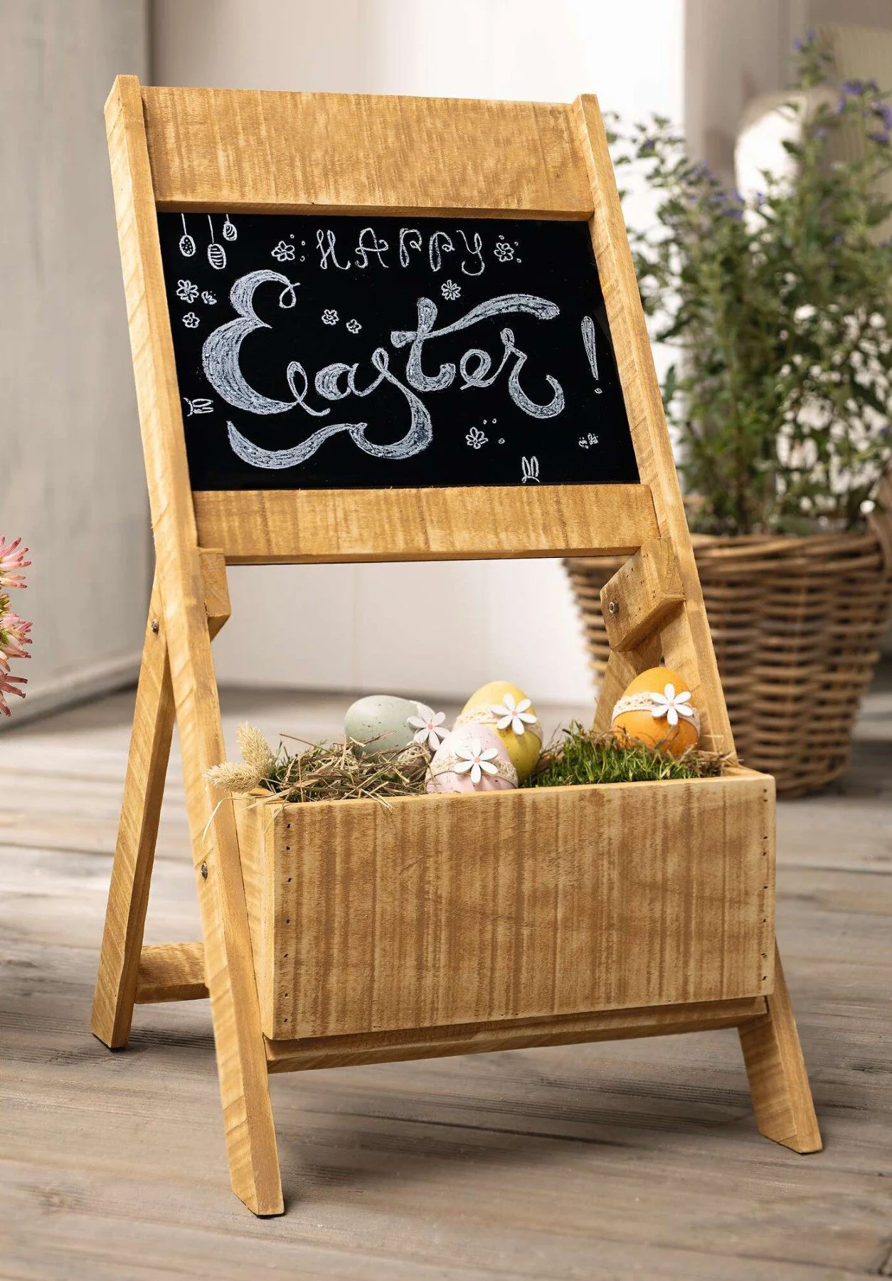 DEKOLEIDENSCHAFT Blumenkasten mit Kreidetafel klappbar 67 cm