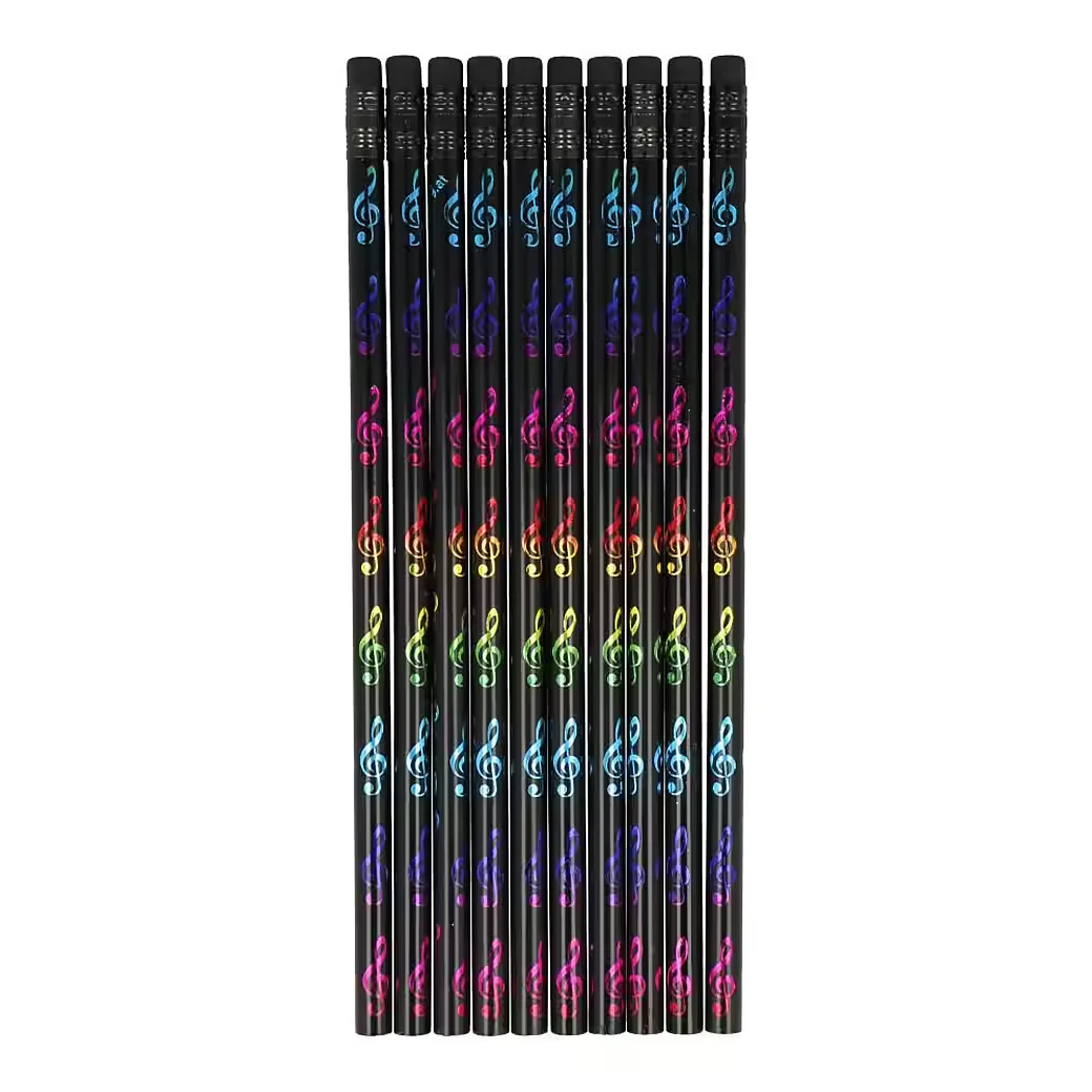 MUGESH Bleistifte Violinschlüssel schwarz glänzend 10er Set