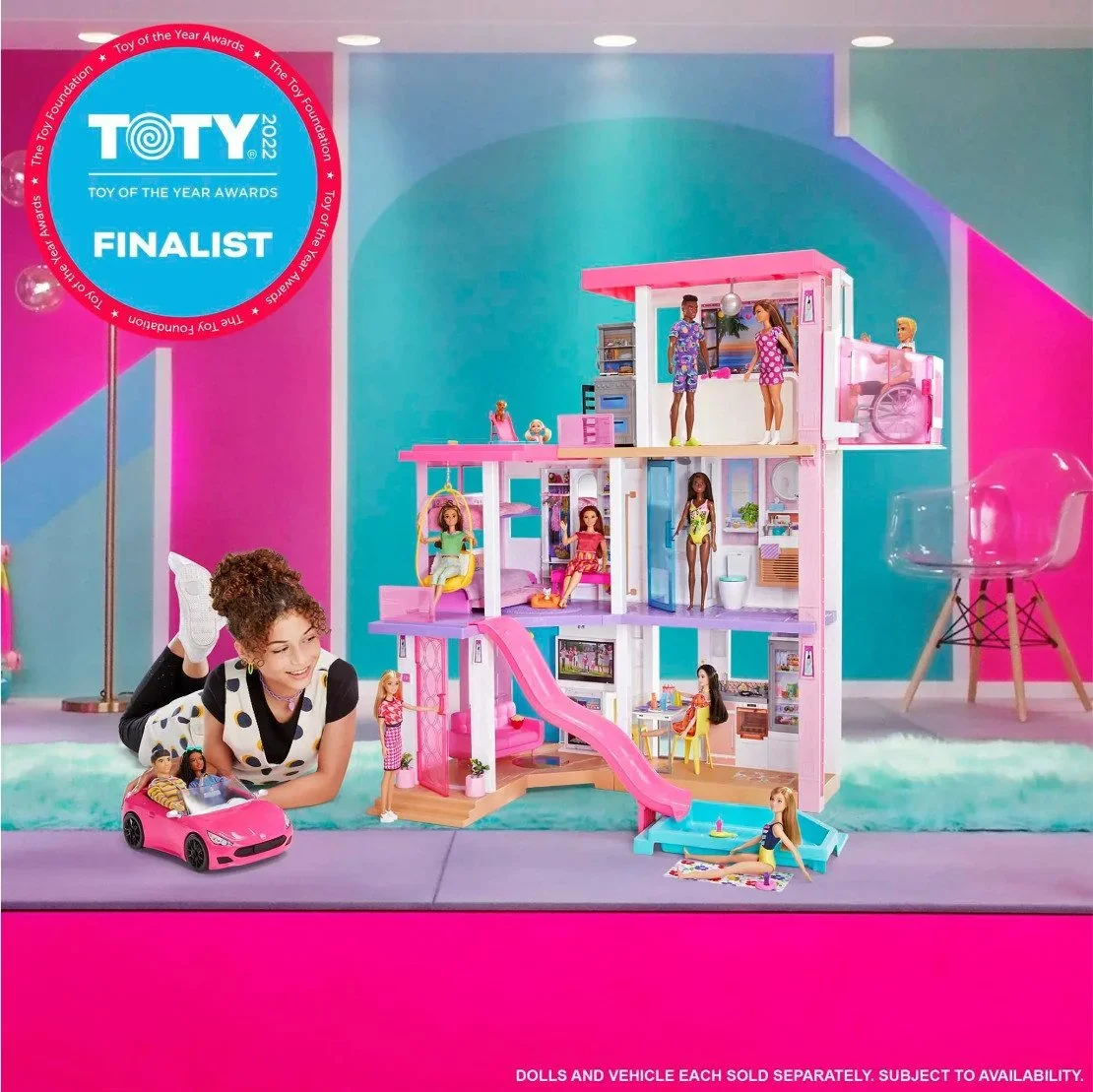 Barbie Traumhaus Puppenhaus 110 cm 3 Etagen 75 Zubehörteile