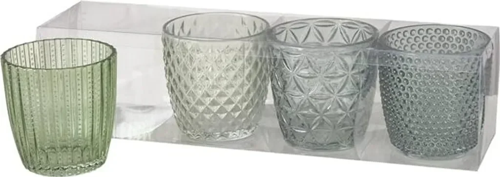 Boltze Marilu Windlicht-Set 4-teilig grün 8 cm Teelichter Deko