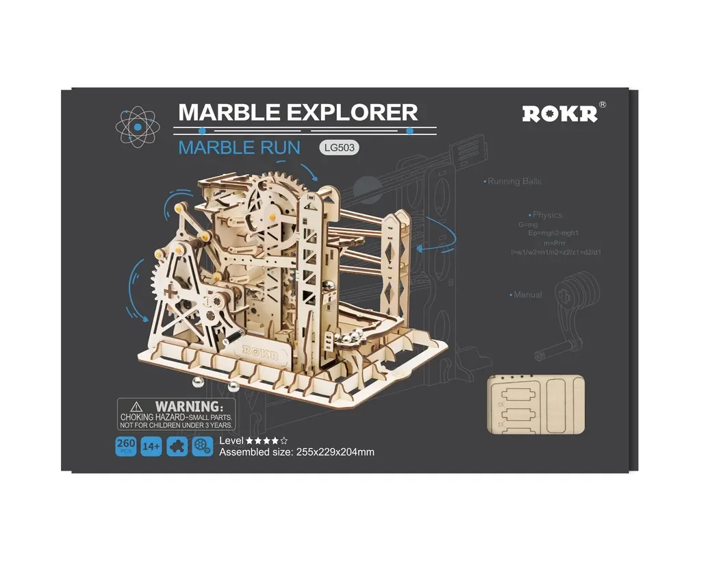 ROBOTIME Marble Explorer Murmelbahn Holzbausatz 3D Puzzle mechanisch