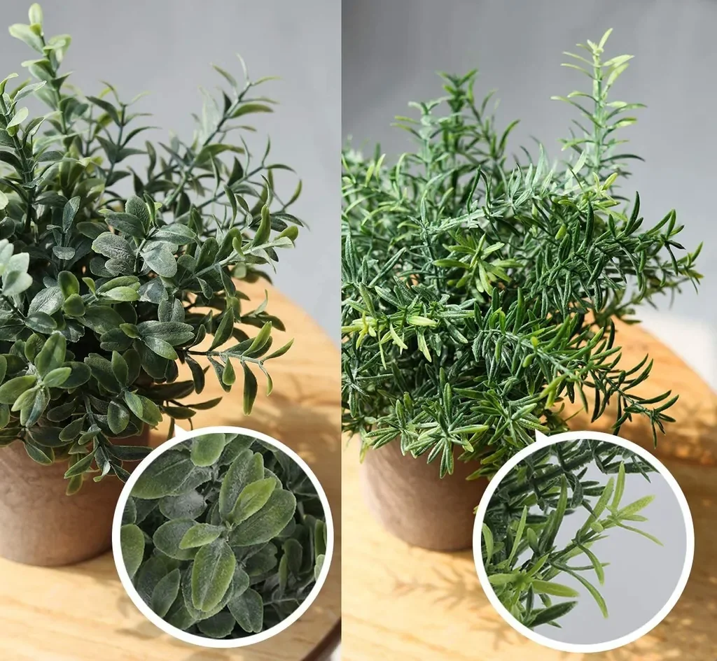 3 Stücke Künstliche Pflanzen Mini Kunstpflanzen Echt Eukalyptus Rosmarin Babysbreath Kleine mit Töpfen Tischdeko Haus Balkon Büro Deko