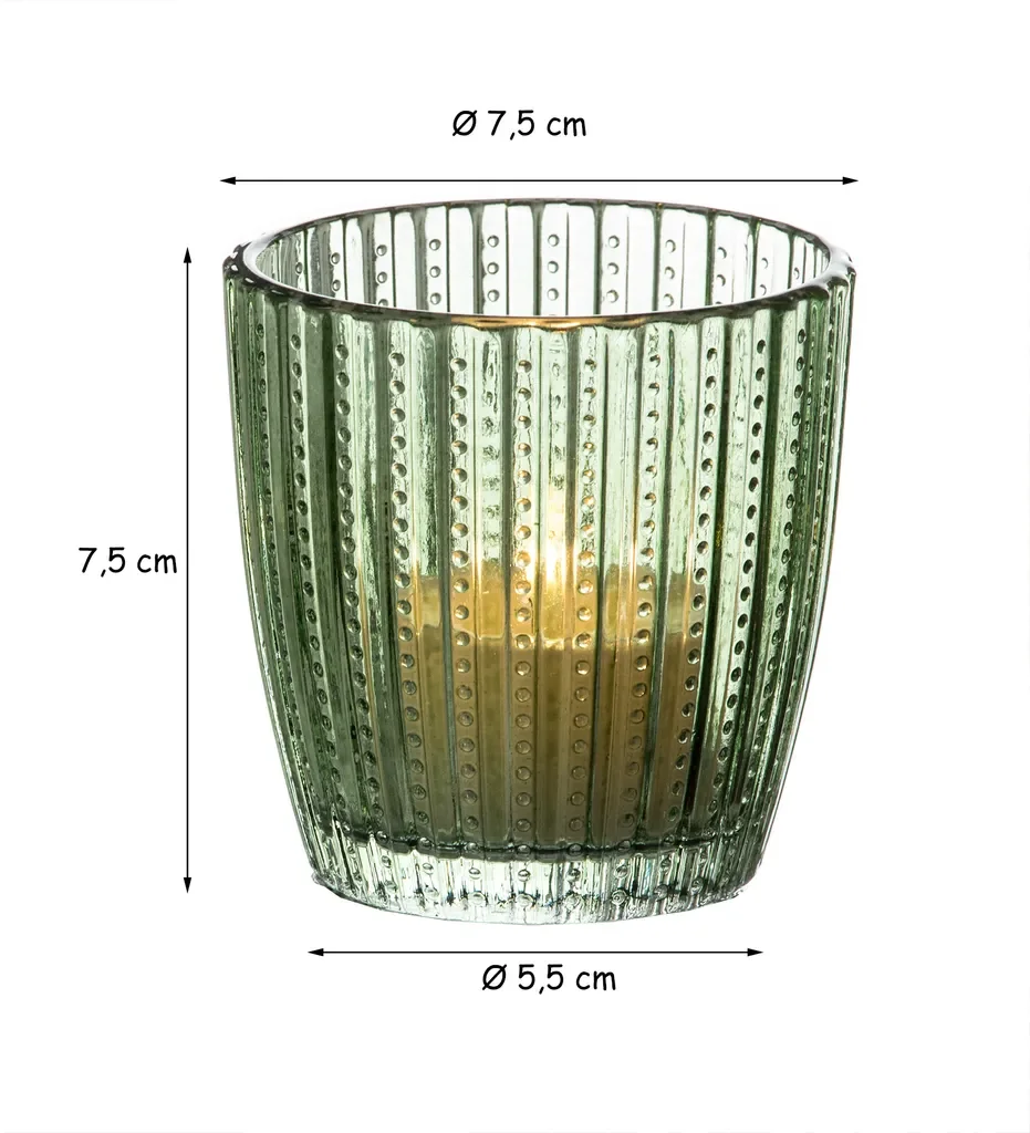 Boltze Marilu Windlicht-Set 4-teilig grün 8 cm Teelichter Deko