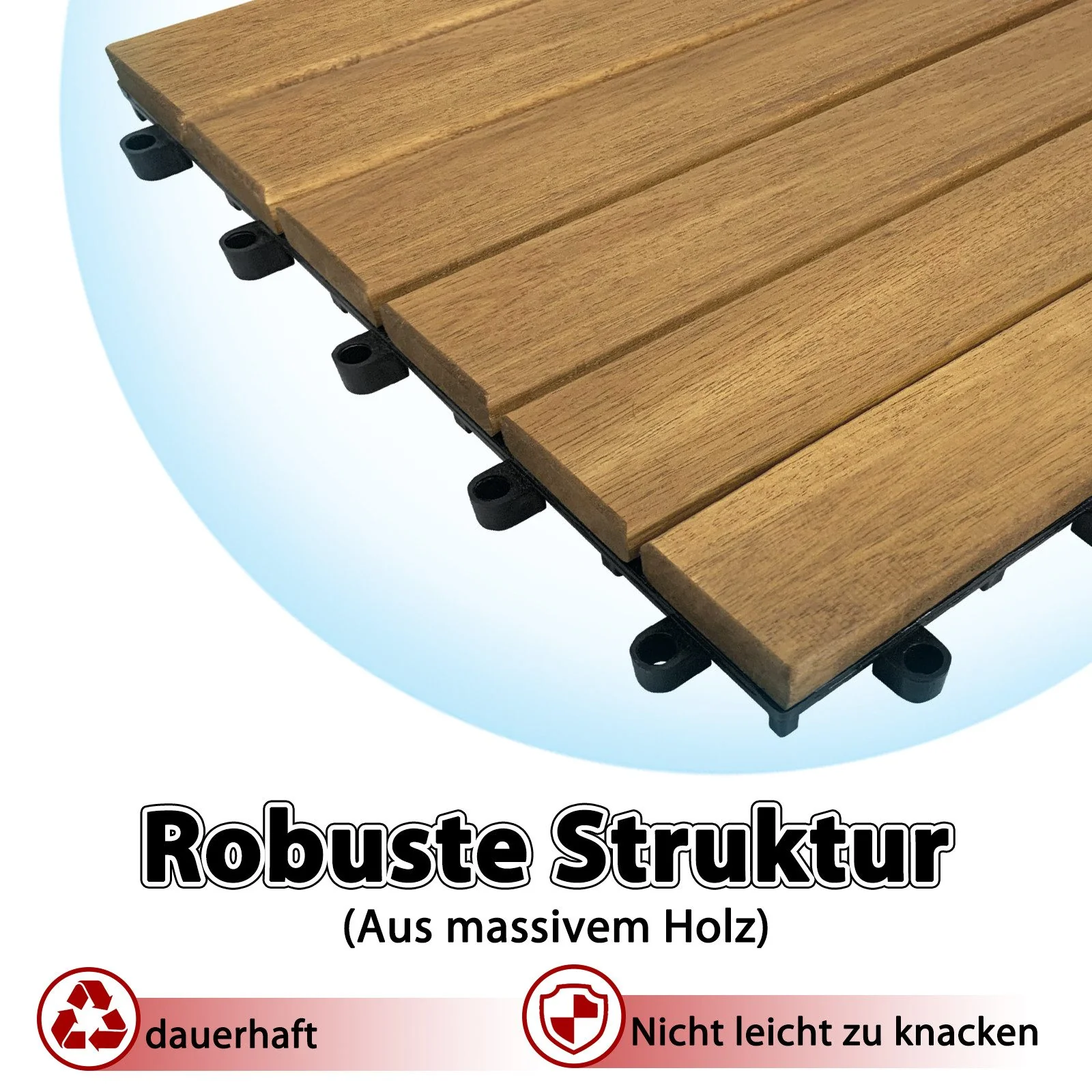 FIVMEN Holzfliesen Akazie Mosaik 30x30 cm 6/12 Latten Terrassenfliese