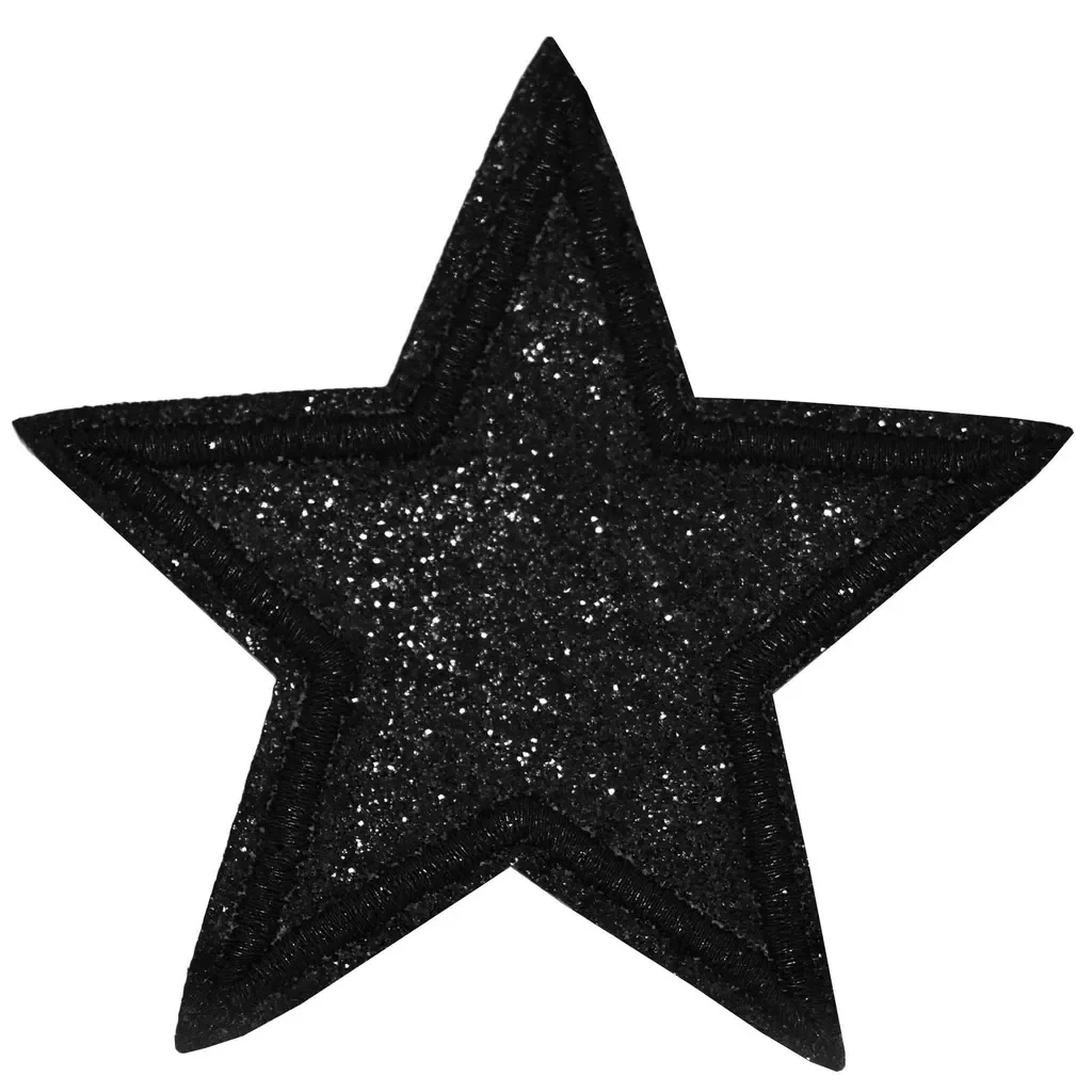 MADDMA 3 Glitzer Stern Aufbügler 65 mm Aufnäher, Farbe wählbar