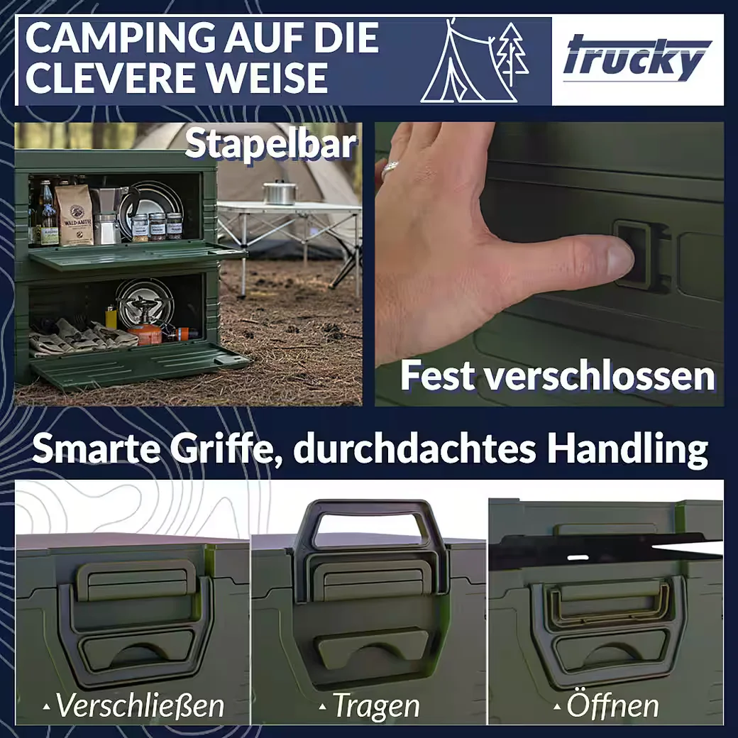 TRUCKY Faltbox 45 L Klappbox Camping 53x36x29 cm Grün