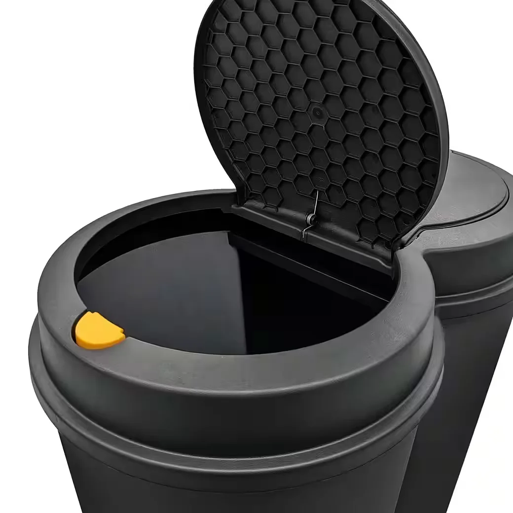 Spetebo Mülleimer 2x25 L Duo Abfalltrenner Deckel mit Druckknopf