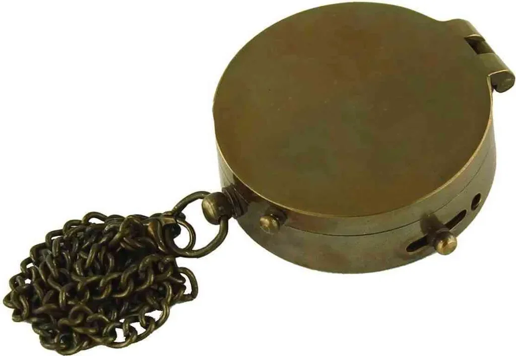 NKlaus Kompass antikes Messing mit Deckel und Kette 5 cm Maritime Deko
