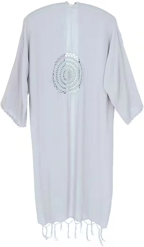 GURU-SHOP Kimono Kaftan leichter bestickt offen Damen Sommer