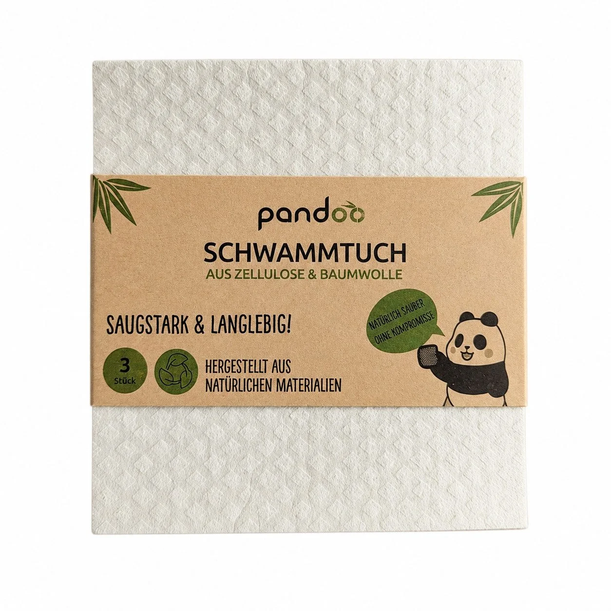 PANDOO Schwammtücher 3er Set nachhaltig waschbar Reinigungstücher