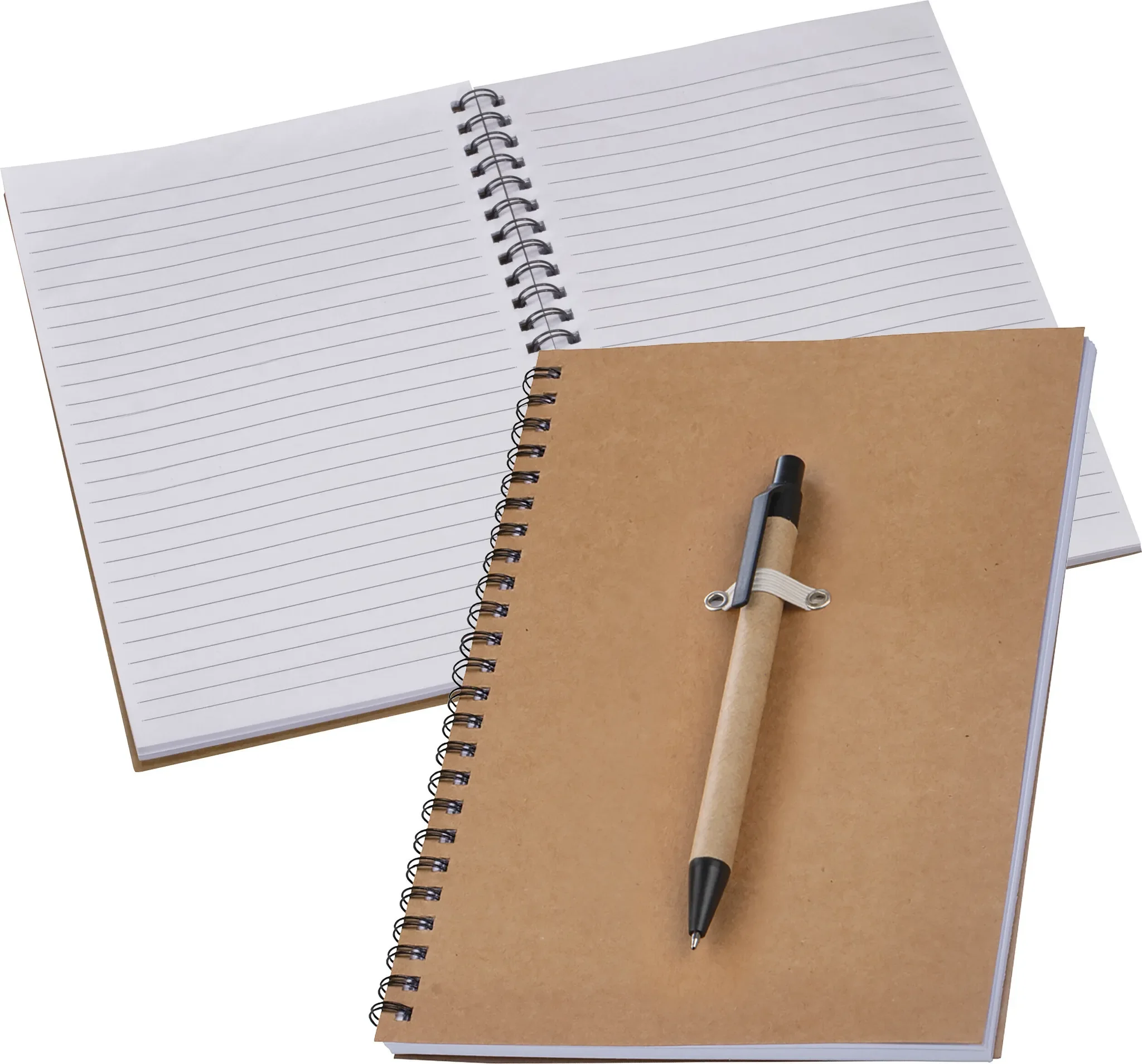 Easy Gifts – Spiral-Notizblock aus Recyclingkarton (A5) mit Kugelschreiber