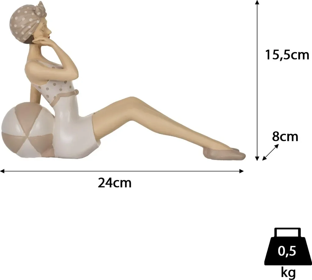 Moritz Dekofigur Dame Retro Badeanzug sitzend Polyresin Strandfigur