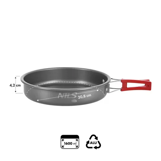 NILS CAMP Bratpfanne für Camping Outdoor mit klappbarem Griff